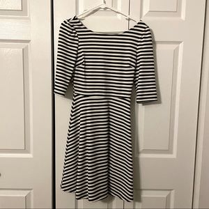 Pixley Black and White Striped Fit & Flare Dress Size S